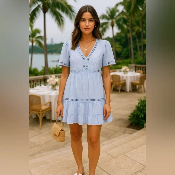 Knox Rose Cut Out Dress Mini Cottagecore Easter Spring Coquette Embroidered Boho - Picture 1 of 7